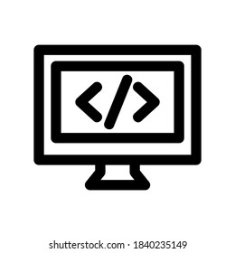 icono de codificación o logotipo símbolo de signo aislado ilustración vectorial - iconos vectoriales de estilo negro de alta calidad
