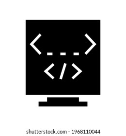 icono de codificación o logotipo símbolo de signo aislado ilustración vectorial - iconos vectoriales de estilo negro de alta calidad
