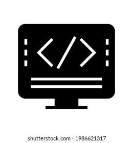 icono de codificación o logotipo símbolo de signo aislado ilustración vectorial - iconos vectoriales de estilo negro de alta calidad
