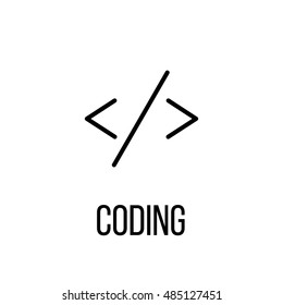 Coding icon or logo in modern line style. High quality black outline pictogram for web site design and mobile apps. Vector illustration on a white background. 