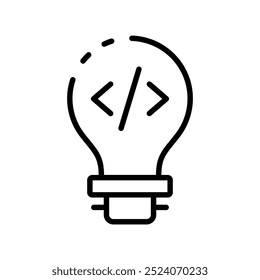 coding icon. Outline style design isolated on white background