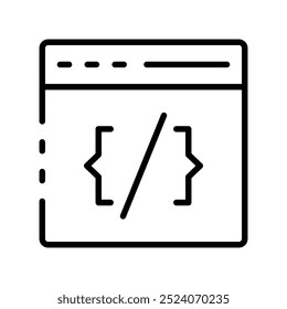 coding icon. Outline style design isolated on white background