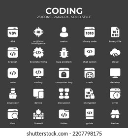 Coding Icon Pack With Black Color