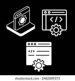 Coding icon, project icon, vector outline.