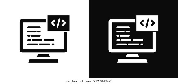 Conjunto de iconos de codificación en blanco y negro