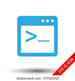 Coding icon. Simple flat logo of coding terminal on white background. Vector illustration.