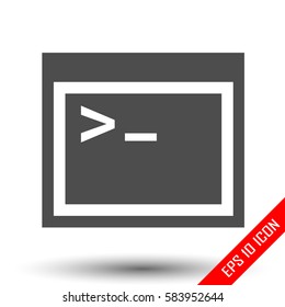 Coding icon. Simple flat logo of coding terminal on white background. Vector illustration.