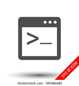 Coding icon. Simple flat logo of coding terminal on white background. Vector illustration.