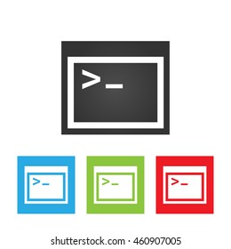 Coding icon. Simple logo of coding terminal on white background. Flat vector illustration.