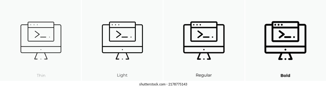 coding icon. Thin, Light Regular And Bold style design isolated on white background