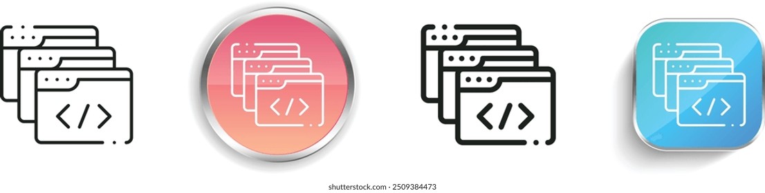 coding icon. Thin Linear, Regular and Button Style Design Isolated On White Background