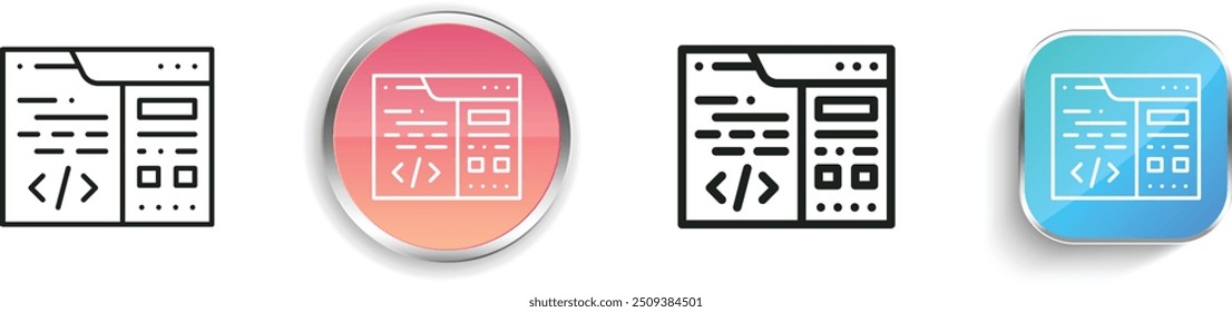 coding icon. Thin Linear, Regular and Button Style Design Isolated On White Background