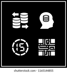 coding icon. This set with qr code, database and digital number vector icons for mobile and web