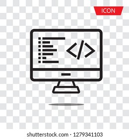Coding icon vector, coding in computer isolated on transparent background.
