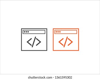 Coding icon vector, coding in computer isolated on white background.