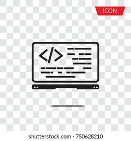 Coding Icon Vector, Coding In Computer Isolated On Transparent Background.