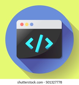 Coding icon vector flat program code icon app.