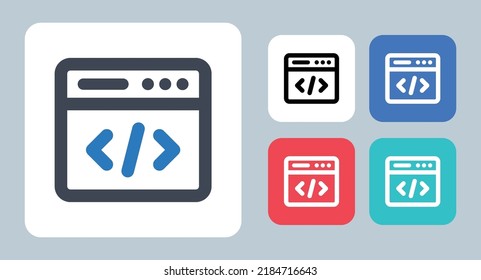 Coding icon - vector illustration . Code, Coding, Programming, Web, Website, Development, Seo, line, outline, flat, icons .