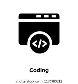 Coding icon vector isolated on white background, logo concept of Coding sign on transparent background, filled black symbol