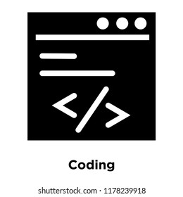Coding icon vector isolated on white background, logo concept of Coding sign on transparent background, filled black symbol
