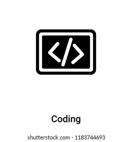 Coding icon vector isolated on white background, logo concept of Coding sign on transparent background, filled black symbol