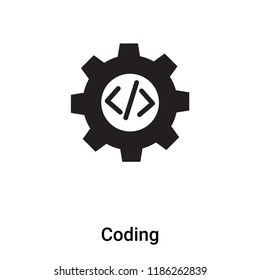 Coding icon vector isolated on white background, logo concept of Coding sign on transparent background, filled black symbol