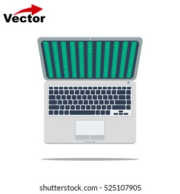 coding icon, vector laptop icon, isolated programming code icon