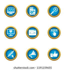 Coding icons set. Flat set of 9 coding vector icons for web isolated on white background