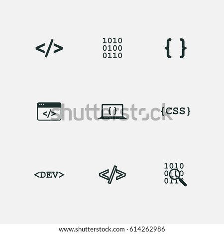 coding icons set vector