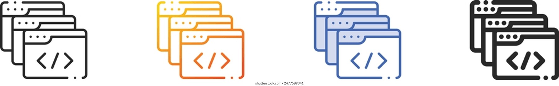 coding icon.Thin Linear, Gradient, Blue Stroke and bold Style Design Isolated On White Background