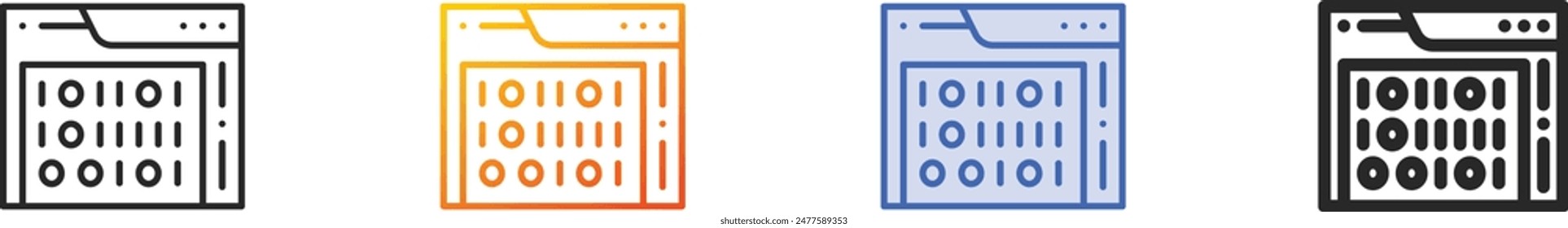 coding icon.Thin Linear, Gradient, Blue Stroke and bold Style Design Isolated On White Background