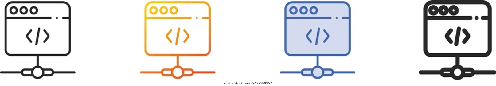 coding icon.Thin Linear, Gradient, Blue Stroke and bold Style Design Isolated On White Background