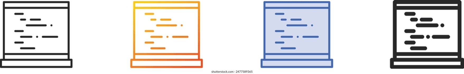 coding icon.Thin Linear, Gradient, Blue Stroke and bold Style Design Isolated On White Background