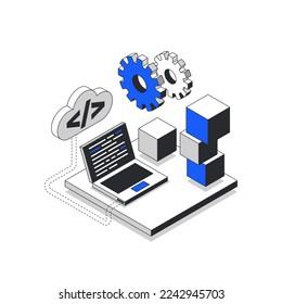 Coding illustration. Modern linear infographic