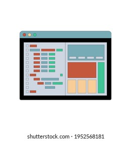 Coding interface in light theme.  Vector illustration isolated on white background. 