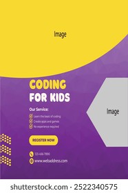 Coding for kids flyer design for Junior school students build coding.