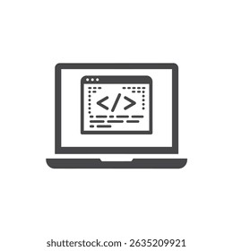 Codificação do ícone do laptop simbolizando a programação Desenvolvimento de software Experiência em tecnologia digital