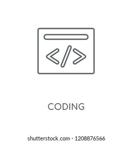 Coding linear icon. Coding concept stroke symbol design. Thin graphic elements vector illustration, outline pattern on a white background, eps 10.