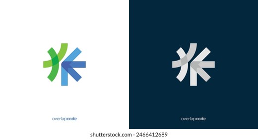 Coding Logo Designs Template, Abstract Overlay Code Symbol, Modern Code Logo for Programmer.