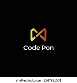 Coding logo for developers.programmers - Letter CP logo - Hourglass,sand glass.Technology logo - It Can Be Used As Multi Purpose Logo