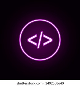 coding neon icon. Elements of online and web set. Simple icon for websites, web design, mobile app, info graphics