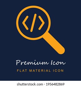 Coding premium material ui ux isolated vector icon in navy blue and orange colors