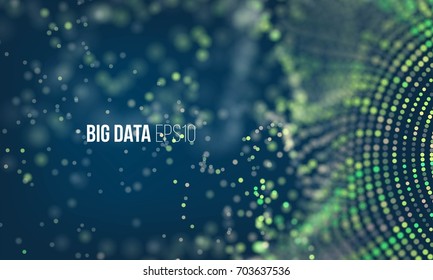 Coding Process. Big Data Stream Futuristic Infographic. Colorful Particle Wave With Bokeh