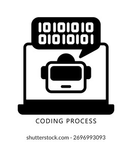 Ícone Do Processo De Codificação, Glifo Mini Ilustração Relacionam-Se À Indústria 4-0. Use Para O Desenvolvimento Moderno De Conceitos, Ui, Ux Web E Aplicativos.