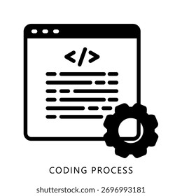 Ícone Do Processo De Codificação, Glifo Mini Ilustração Relacionam-Se À Indústria 4-0. Use Para O Desenvolvimento Moderno De Conceitos, Ui, Ux Web E Aplicativos.
