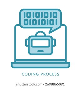 Ícone Do Processo De Codificação, Mini Ilustração Relacionam-Se À Indústria 4-0, Indústria Moderna. Use Para O Desenvolvimento Moderno De Conceitos, Ui, Ux Web E Aplicativos.