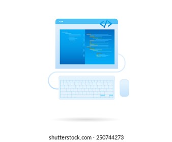 Coding process vector icon isolated on white