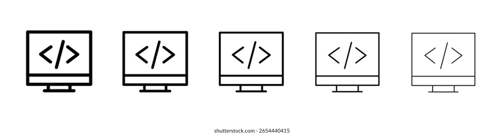 Icono de programa de codificación Conjunto de ilustración plana Logotipo