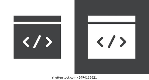 coding program icon Flat set in black and white color outline vector