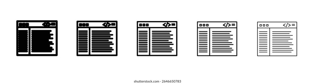 coding program icon flat simple outline logo